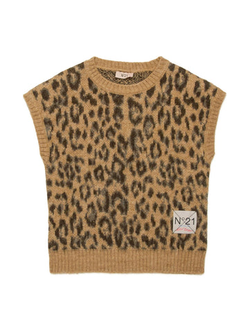 N°21 Kids Gilet animalier in maglia