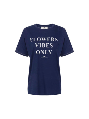 Elisabetta Franchi T-shirt con stampa Flowers Vibes Only