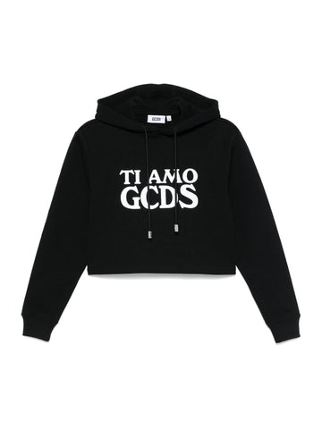 GCDS Felpa crop con logo TI AMO GCDS