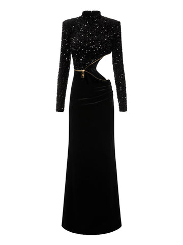 Elisabetta Franchi Abito Red Carpet con paillettes cut-out