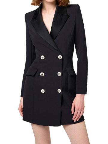 Elisabetta Franchi Abito robe manteau con revers in raso