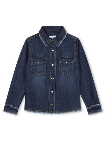 Chloè Kids Camicia di jeans sfrangiata