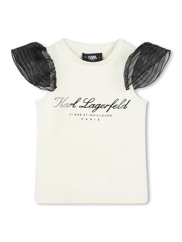 Karl Lagerfeld Kids T-shirt con maniche in organza