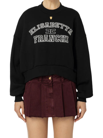 Elisabetta Franchi Felpa crop con logo college