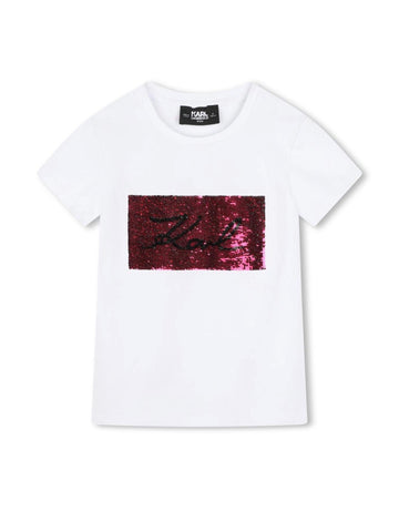 Karl Lagerfeld Kids T-shirt con box logo in paillettes