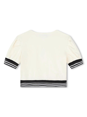 Karl Lagerfeld Kids T-shirt crop con cravatta stampata