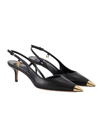 Elisabetta Franchi Slingback con puntalino in metallo oro