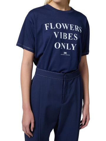 Elisabetta Franchi T-shirt con stampa Flowers Vibes Only