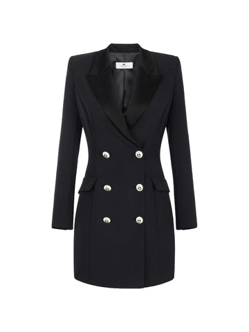 Elisabetta Franchi Abito robe manteau con revers in raso