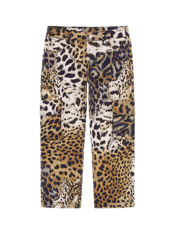 Roberto Cavalli Junior Pantalone cargo animalier