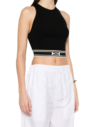 Elisabetta Franchi Top cropped con bande logate