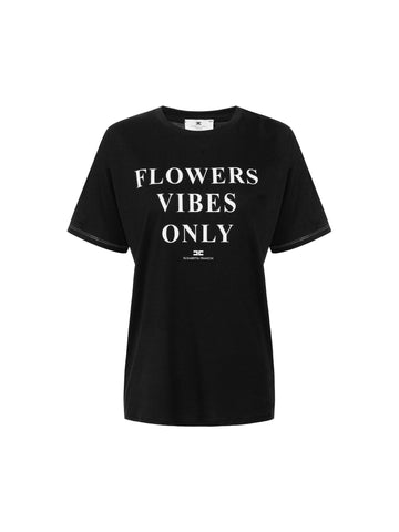 Elisabetta Franchi T-shirt con stampa Flowers Vibes Only