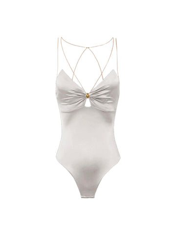 Elisabetta Franchi Body in lycra con spalline in tulle