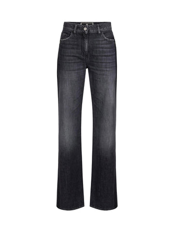 Elisabetta Franchi Jeans baggy con bande in raso