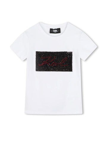 Karl Lagerfeld Kids T-shirt con box logo in paillettes