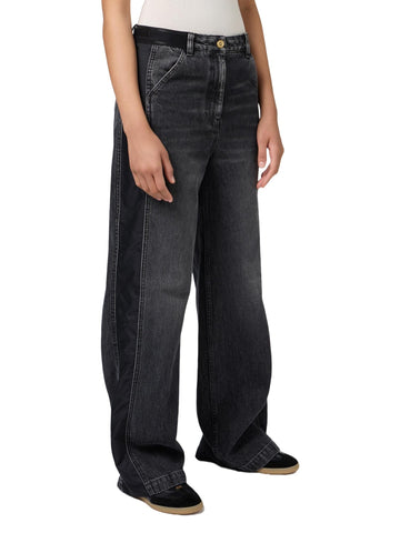 Elisabetta Franchi Jeans wide leg con inserti in nylon