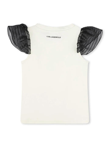 Karl Lagerfeld Kids T-shirt con maniche in organza