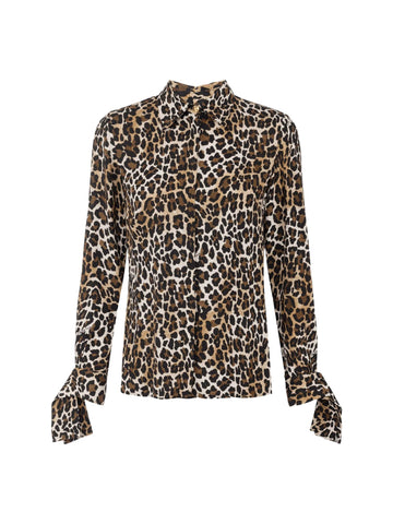 Elisabetta Franchi Camicia animalier con polsi a nastro