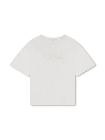 Chloè Kids T-shirt basic con logo ricamato