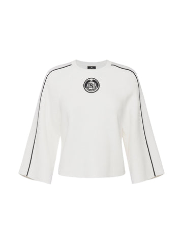 Elisabetta Franchi Maglia crop con logo ricamato