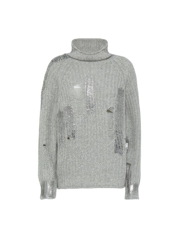 Alpha Studio Maglione a dolcevita effetto distressed