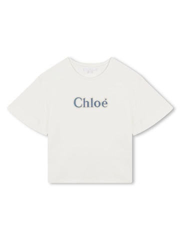 Chloè Kids T-shirt con logo in denim