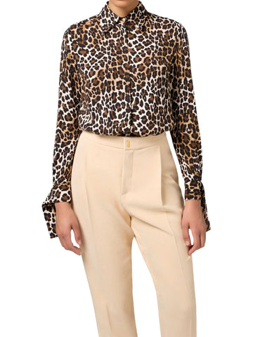 Elisabetta Franchi Camicia animalier con polsi a nastro