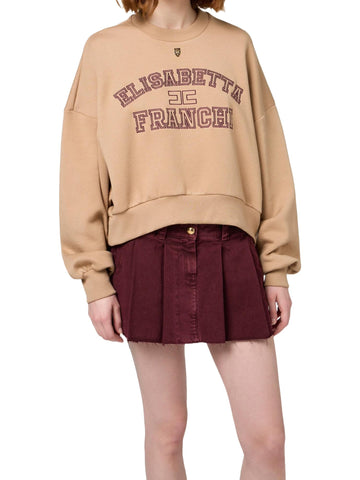 Elisabetta Franchi Felpa crop con logo college