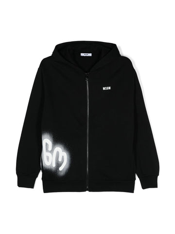 MSGM Kids Felpa con zip e logo