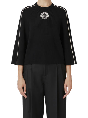 Elisabetta Franchi Maglia crop con logo ricamato