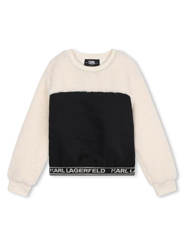 Karl Lagerfeld Kids Felpa in sherpa e nylon