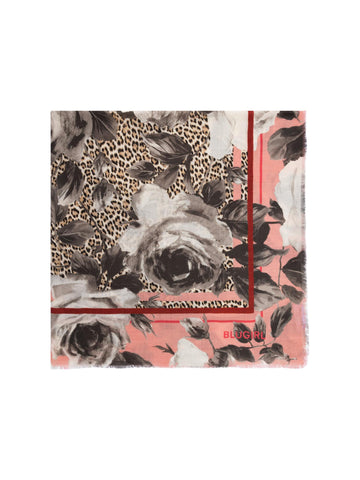 Blugirl Foulard in lana animalier con rose