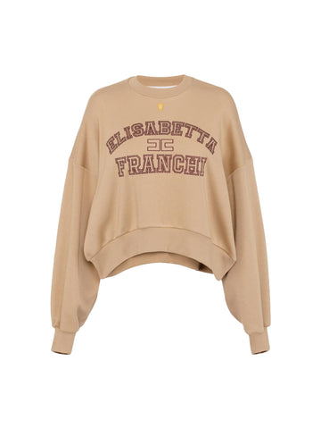 Elisabetta Franchi Felpa crop con logo college