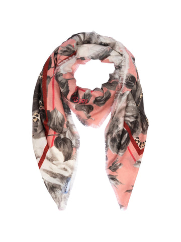 Blugirl Foulard in lana animalier con rose