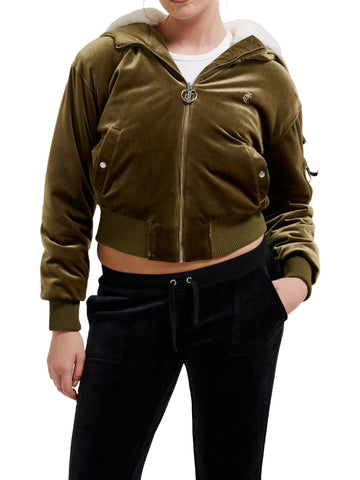 Juicy Couture Bomber con cappuccio in sherpa