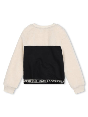 Karl Lagerfeld Kids Felpa in sherpa e nylon