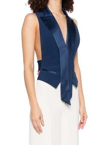 Elisabetta Franchi Gilet con revers in raso