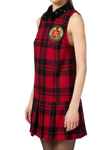 Elisabetta Franchi Abito tartan con patch