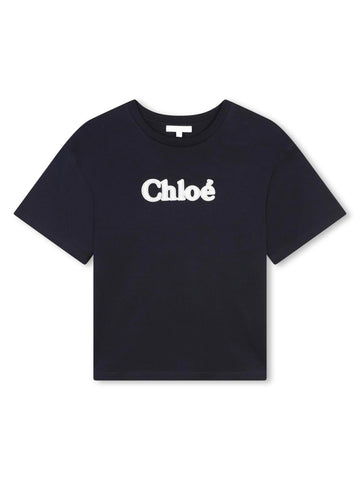 Chloè Kids T-shirt basic con logo ricamato