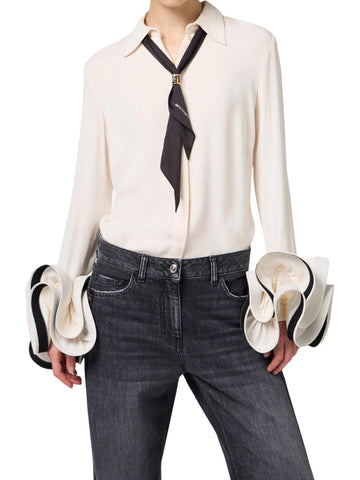 Elisabetta Franchi Camicia con ruches e foulard