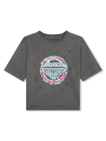 Zadig & Voltaire Kids T-shirt slavata con stampa