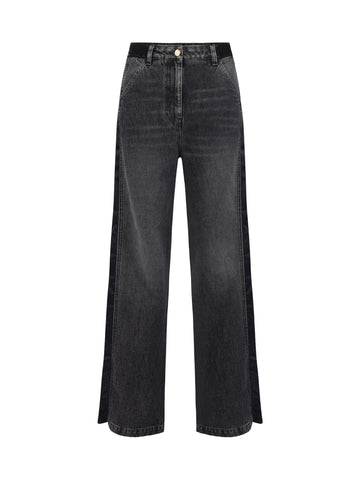 Elisabetta Franchi Jeans wide leg con inserti in nylon